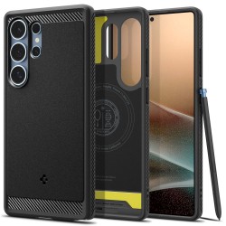 Spigen Rugged Armor Magsafe Back Cover Σιλικόνης Ανθεκτική Μαύρο για το Samsung Galaxy S25 Ultra, ACS08951