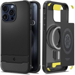 Spigen Rugged Armor MagFit Back Cover Ανθεκτική Matte Μαύρο για το iPhone 15 Pro Max, ACS06561