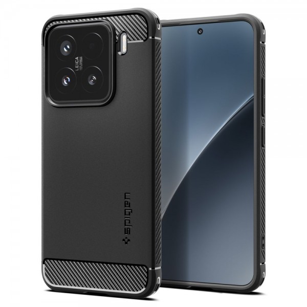 Spigen Rugged Armor Back Cover Σιλικόνης Ανθεκτική Μαύρο για το  Xiaomi 15, ACS08859