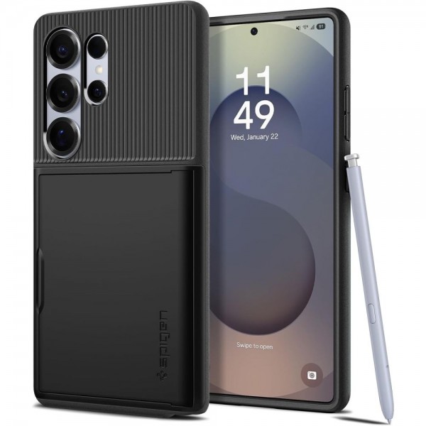 Spigen Θήκη Slim Armor CS Ανθεκτική με Υποδοχή για Κάρτες για το Samsung Galaxy S25 Ultra, Μαύρη ACS08967