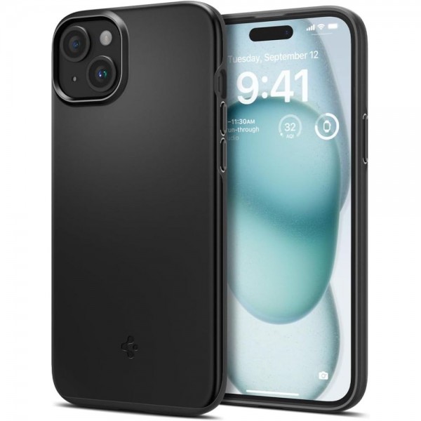 Spigen Thin Fit Back Cover Σιλικόνης Μαύρο για το iPhone 15, ACS06776