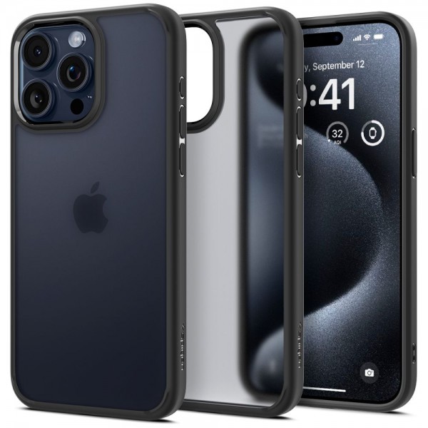 Spigen Ultra Hybrid Back Cover Σιλικόνης / Πλαστικό Frost Black για το iPhone 15 Pro, ACS06709