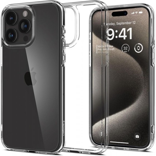 Spigen Ultra Hybrid Back Cover Σιλικόνης / Πλαστικό Crystal Clear - Διάφανο για το iPhone 15 Pro Max