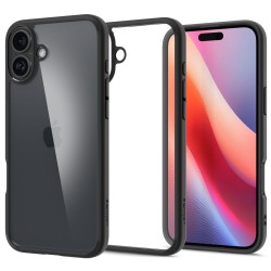 Spigen Ultra Hybrid Back Cover Σιλικόνης / Πλαστικό, Διάφανο/ Μαύρο για iPhone 16, ACS08201