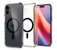 Spigen Ultra Hybrid MagSafe Back Cover Σιλικόνης / Πλαστικό, Διάφανο / Μαύρο για iPhone 16, ACS08206