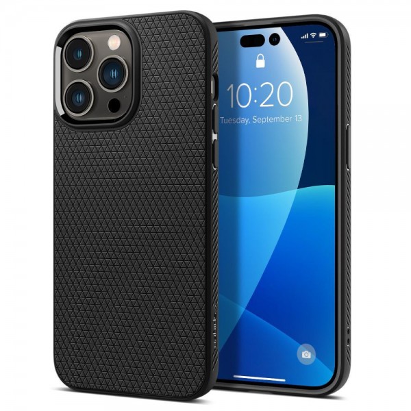 Spigen Liquid Air Back Cover Σιλικόνης Matte Black iPhone 14 Pro Max