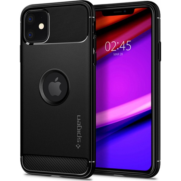 Spigen Rugged Armor Back Cover Σιλικόνης Matte Black για iPhone 11| 8809671010286
