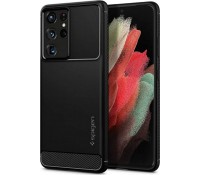 Spigen Rugged Armor Back Cover Σιλικόνης Μαύρο για Samsung Galaxy S21 Ultra 5G