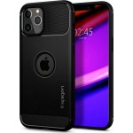 Spigen Rugged Armor Back Cover Σιλικόνης Μαύρο για iPhone 12/12 Pro