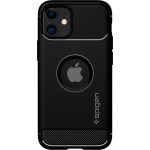 Spigen Rugged Armor Back Cover Σιλικόνης Μαύρο για iPhone 12/12 Pro