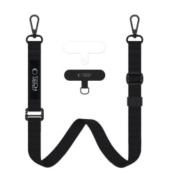 Tech-Protect Universal Rope Crossbody, Μα΄υρο κορδόνι λαιμού για το κινητό C6S