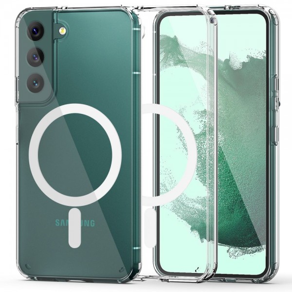 Tech-Protect Flexair Hybrid Magsafe Back Cover Σιλικόνης Πλαστικό / Σιλικόνης για Samsung Galaxy S22 5G, Διάφανο/Λευκό