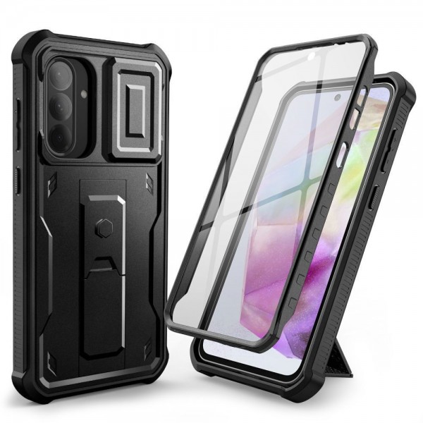 Tech-Protect Kevlar CAM+ 360 Full Cover με Προστατευτικό οθόνης, και με Kickstand, Ανθεκτικό Μαύρο για Samsung Galaxy A36 5G