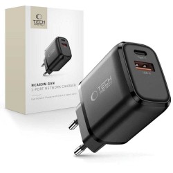 Tech-Protect Φορτιστής Χωρίς Καλώδιο GaN με Θύρα USB-A και 1 Θύρxα USB-C 65W Power Delivery / Quick Charge 3.0Μαύρος NCA65W