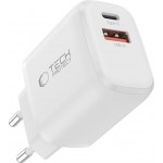 Tech-Protect Φορτιστής Χωρίς Καλώδιο GaN με Θύρα USB-A και 1 Θύρxα USB-C 65W Power Delivery / Quick Charge 3.0 Λευκός NCA65W