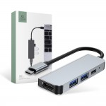 Tech-Protect V2-HUB USB 3.0 Hub 3 Θυρών με σύνδεση USB-C Γκρι