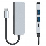 Tech-Protect V2-HUB USB 3.0 Hub 3 Θυρών με σύνδεση USB-C Γκρι