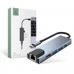 Tech-Protect V3-HUB USB 3.0 Hub 5 Θυρών με σύνδεση USB-C & Θύρα Φόρτισης Γκρι