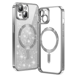 TechSuit iPhone 13 Luxury Glitter Θήκη Σιλικόνης με MagSafe - Ασημί