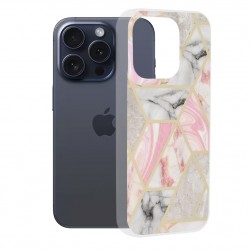 Techsuit Marble Series Back Cover Πλαστικό / Σιλικόνης για το iPhone 15 Pro, Pink Hex