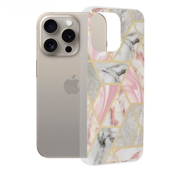 Techsuit Marble Series Back Cover Πλαστικό / Σιλικόνης για το iPhone 15 Pro Max, Pink Hex Techsuit Marble Series Back Cover Πλαστικό / Σιλικόνης για το iPhone 15 Pro Max, Pink Hex