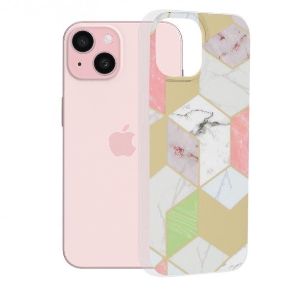 Techsuit Marble Series Back Cover Πλαστικό / Σιλικόνης για το iPhone 15, Purple Hex Techsuit Marble Series Back Cover Πλαστικό / Σιλικόνης για το iPhone 15, Purple Hex