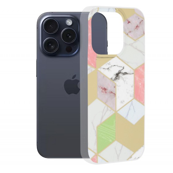 Techsuit Marble Series Back Cover Πλαστικό / Σιλικόνης για το iPhone 15 Pro, Purple Hex