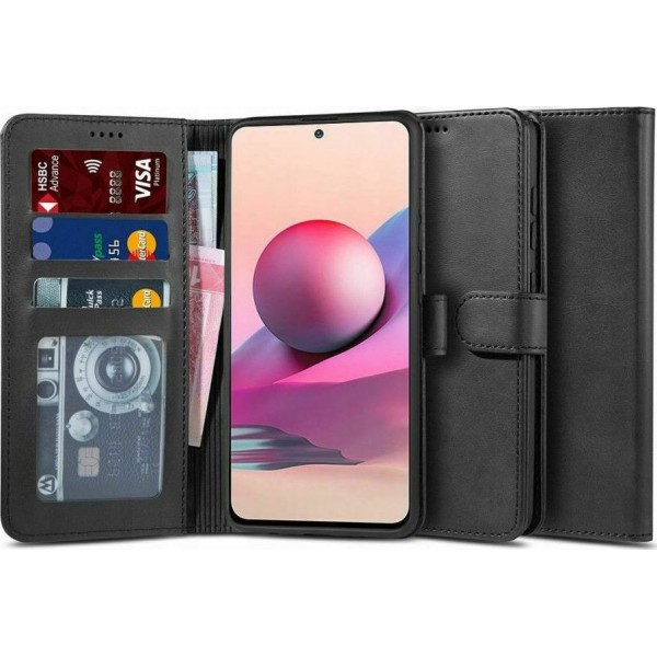 ΘΗΚΗ WALLET VINTAGE BOOK CASE ΠΟΡΤΟΦΟΛΙ ΓΙΑ XIAOMI REDMI NOTE 10 5G - ΜΑΥΡΟ