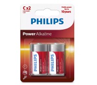 PHILIPS Power αλκαλικές μπαταρίες LR14P2B/05, Baby C LR14 1.5V, 2τμχ