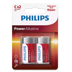 PHILIPS Power αλκαλικές μπαταρίες LR14P2B/05, Baby C LR14 1.5V, 2τμχ