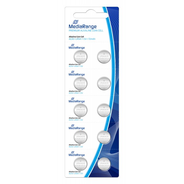 MediaRange Premium Alkaline Coin Cell AG10 Μπαταρίες LR54 1.5V 10τμχ