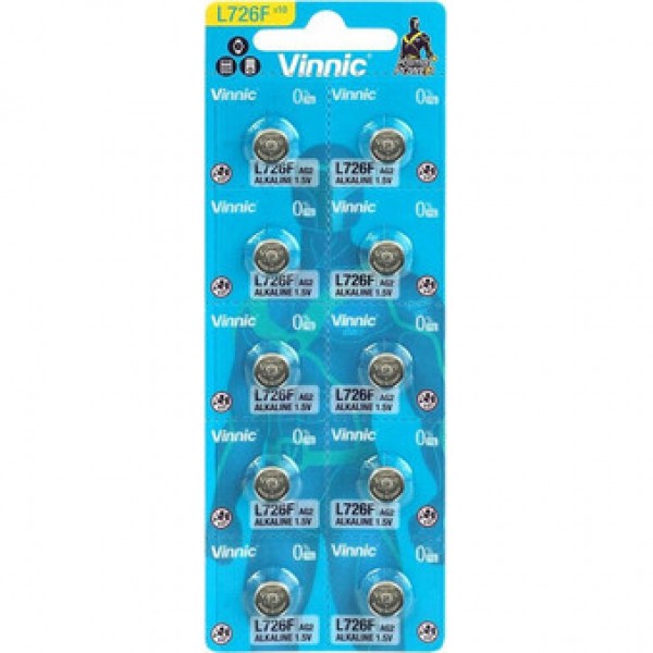 Vinnic L726F G2 / AG2 / LR59 – Αλκαλικές Μπαταρίες Κουμπί 1.5V, 10 Τεμάχια Vinnic L726F G2 / AG2 / LR59 – Αλκαλικές Μπαταρίες Κουμπί 1.5V, 10 Τεμάχια