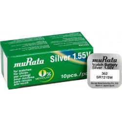 MURATA μπαταρία Silver Oxide για ρολόγια SR721SW, 1.55V, No 362, 10τμχ