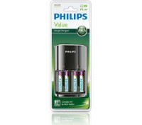 PHILIPS φορτιστής μπαταριών AA & AΑΑ NiMH SCB1450NB με 4x AAA, μαύρος