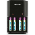 PHILIPS φορτιστής μπαταριών AA & AΑΑ NiMH SCB1450NB με 4x AAA, μαύρος PHILIPS φορτιστής μπαταριών AA & AΑΑ NiMH SCB1450NB με 4x AAA, μαύρος