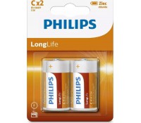 PHILIPS LongLife Zinc chloride μπαταρίες R14L2B/10, R14 1.5V, 2τμχ