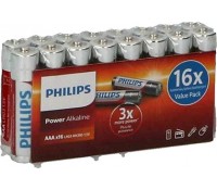PHILIPS Power αλκαλικές μπαταρίες LR03P16F/10, AAA LR03 1.5V, 16τμχ