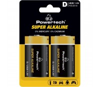 POWERTECH Αλκαλικές Μπαταρίες Super Alkaline PT-1217 LR20 D 1.5V (2 τεμάχια)