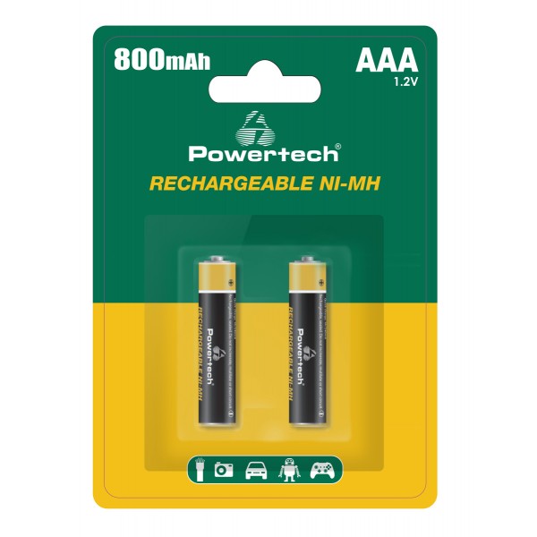 POWERTECH Επαναφορτιζόμενες Μπαταρίες NI-MH PT-1403 AAA 800mAh 1.2V (2 Τεμάχια)