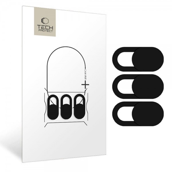 Κάλυμμα Κάμερας Laptop Tech-Protect Cam Fit+ (3 Τεμάχια, Μαύρο)