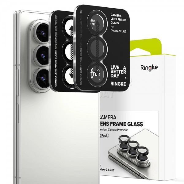 Ringke Tempered Glass Προστατευτικό Κάμερας για Samsung Galaxy Z Fold7 (2 Τεμάχια, Black)