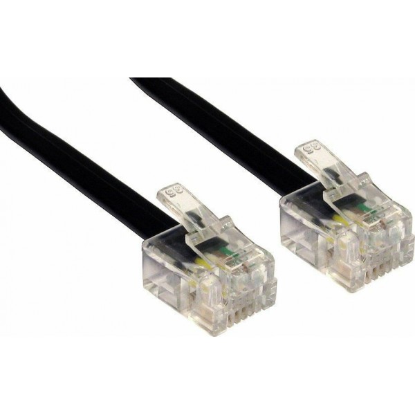 POWERTECH Καλώδιο Τηλεφώνου RJ11 6P4C CAB-T010, μαύρο, 5m