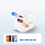 Tech-Protect Φορτιστής GaN με Θύρα USB-A και Θύρα USB-C και Καλώδιο USB-C - USB-C 45W Power Delivery / Quick Charge 3.0 Λευκός NCA45W