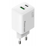 POWERTECH PT-1551 Φορτιστής Τοίχου GaN 45W με USB-A & USB-C, Ταχεία Φόρτιση PD/QC και AVS, Λευκός POWERTECH PT-1551 Φορτιστής Τοίχου GaN 45W με USB-A & USB-C, Ταχεία Φόρτιση PD/QC και AVS, Λευκός
