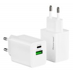 POWERTECH PT-1551 Φορτιστής Τοίχου GaN 45W με USB-A & USB-C, Ταχεία Φόρτιση PD/QC και AVS, Λευκός POWERTECH PT-1551 Φορτιστής Τοίχου GaN 45W με USB-A & USB-C, Ταχεία Φόρτιση PD/QC και AVS, Λευκός