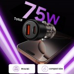 Tech-Protect Φορτιστής Αυτοκινήτου 75W με Θύρες USB-A & USB-C PD, Μαύρος