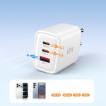 Tech-Protect Φορτιστής Χωρίς Καλώδιο GaN με Θύρα USB-A και 2 Θύρες USB-C 65W Power Delivery / Quick Charge 3.0 Λευκός NCA65W