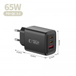 Tech-Protect NCA65W-GAN Φορτιστής τοίχου 3 θυρών 65W GaN με PD & QC3.0