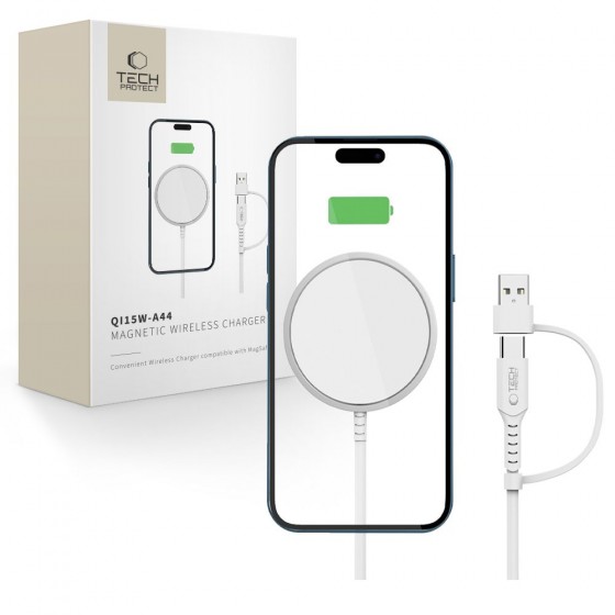 Tech-Protect Qi15W-A44 Μαγνητικός Ασύρματος Φορτιστής MagSafe Λευκός