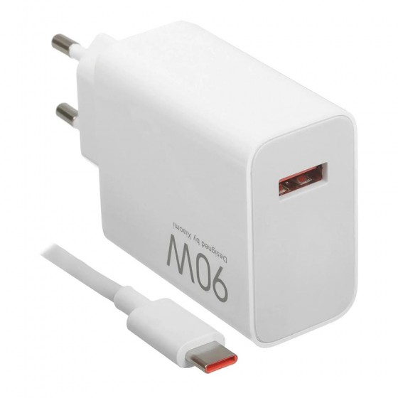 Xiaomi HyperCharge GaN Combo Φορτιστής 90W με USB-A & Καλώδιο USB-C Λευκός